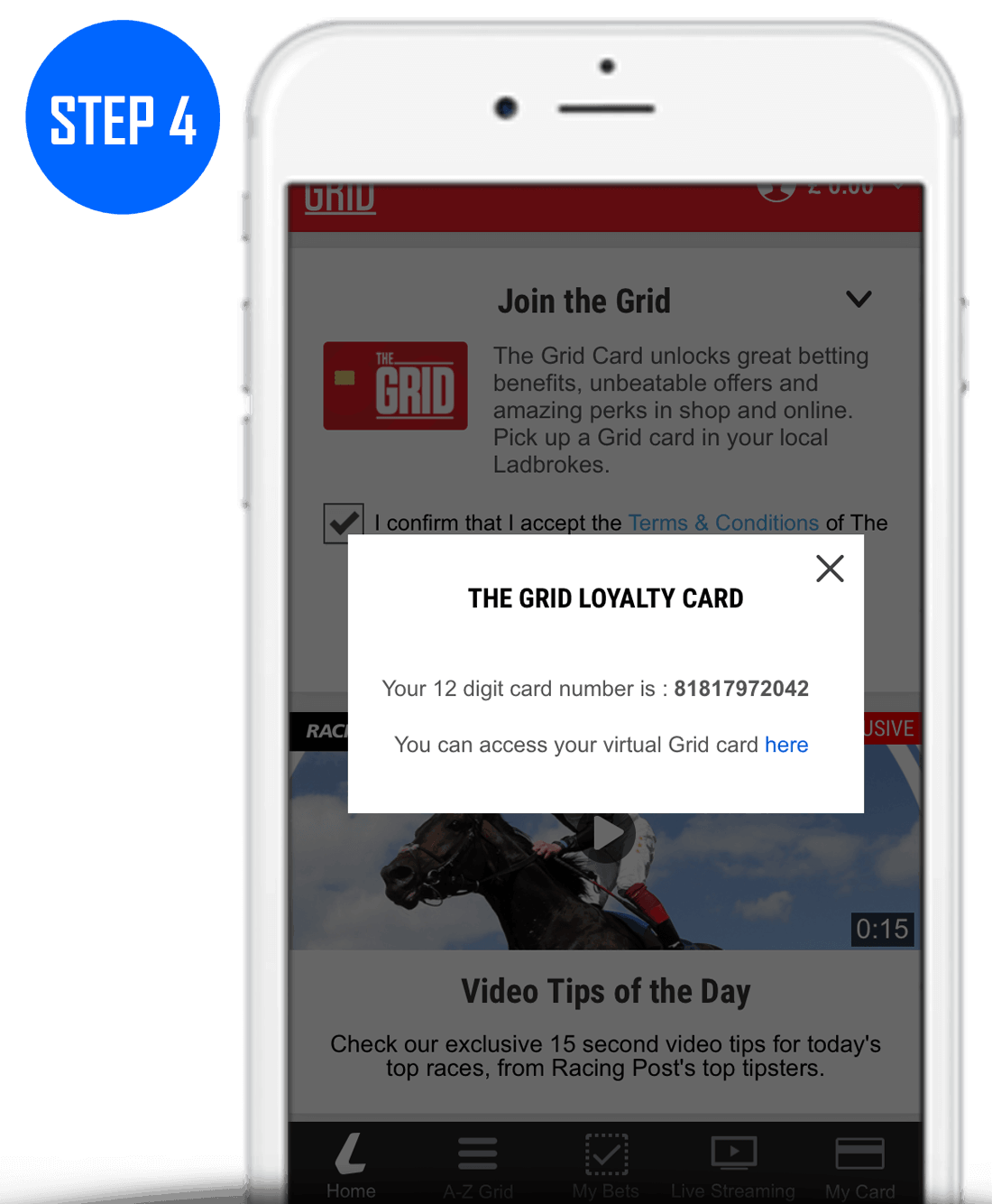 How To Claim Your Ladbrokes Grid Card Step 4