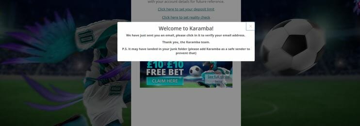 Welcome message from Karamba