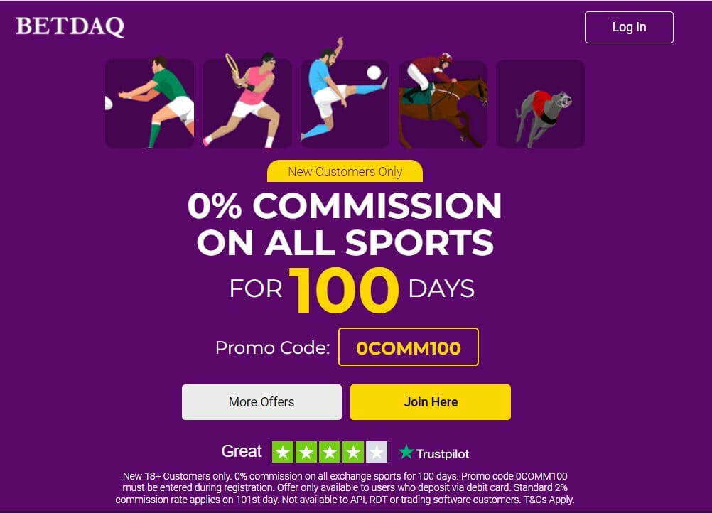 Betdaq 0% Commission Offer Screenshot