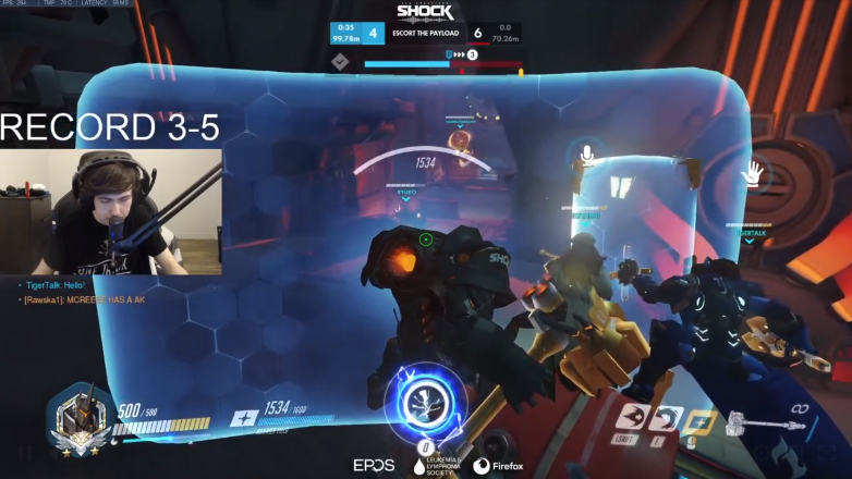 screenshot of a live Overwatch game underway