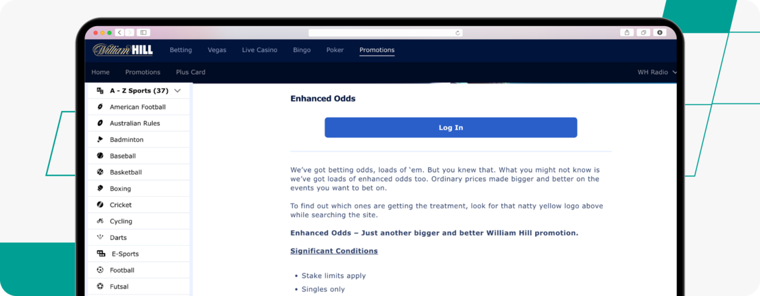 enhanced odds on william hill website