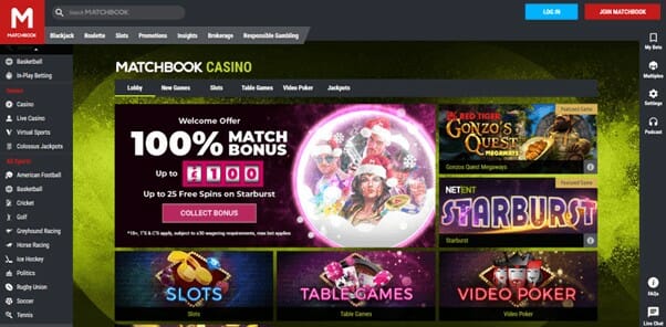 Matchbook Casino Screenshot