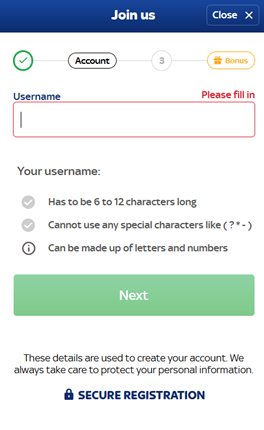 Screenshot of Registration Process 5. 