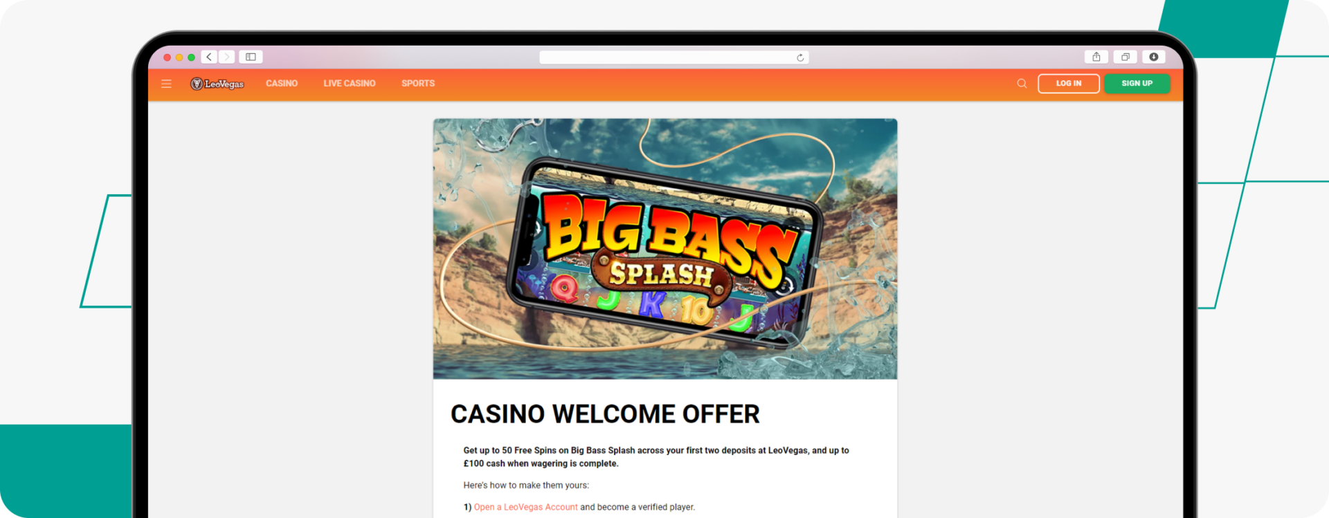 LeoVegas casino Welcome offer desktop screenshot